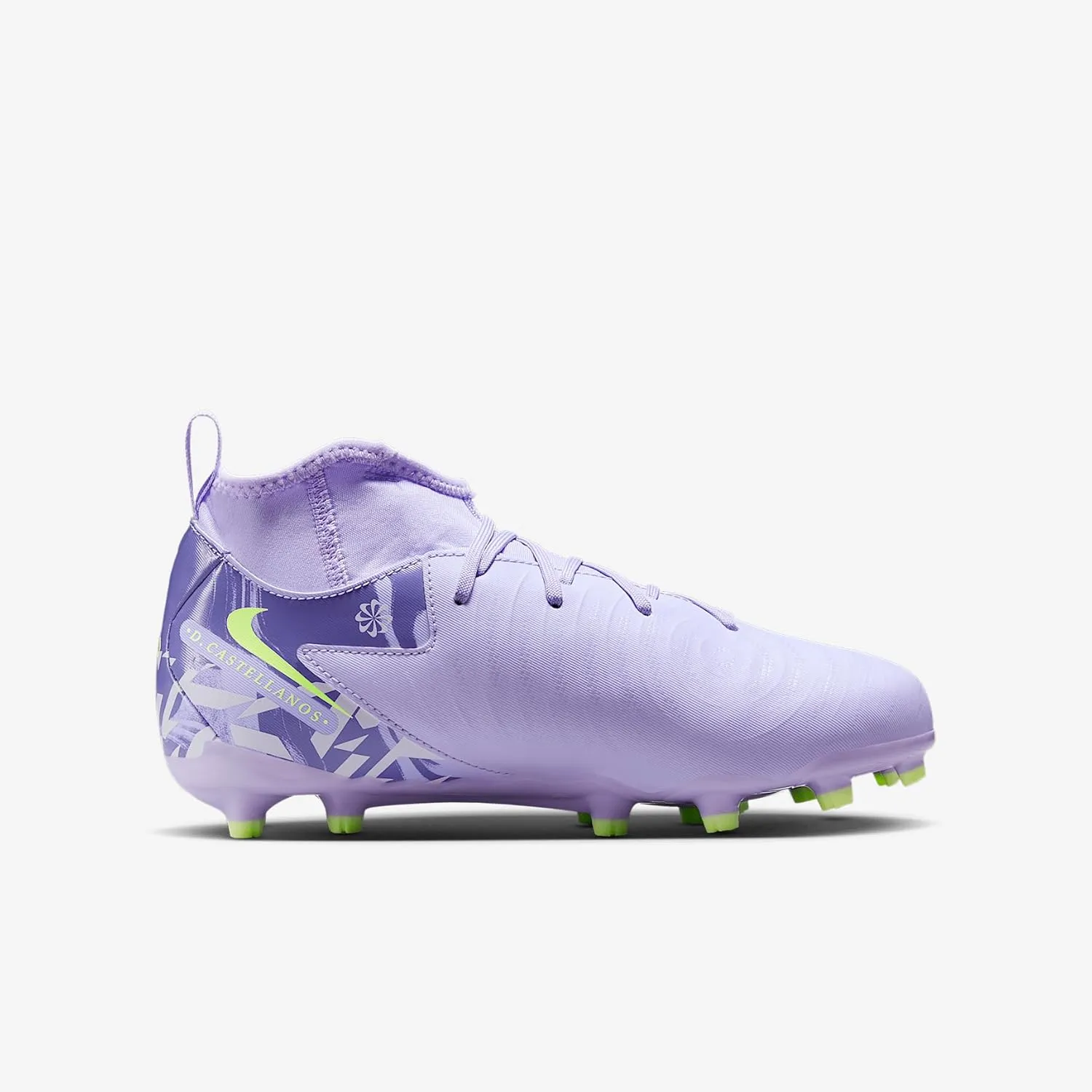 Nike United Jr. Phantom Luna 2 Academy Big Kids' FG High-Top Soccer Cleats (HF1582-500, Purple Agate/Barely Volt)