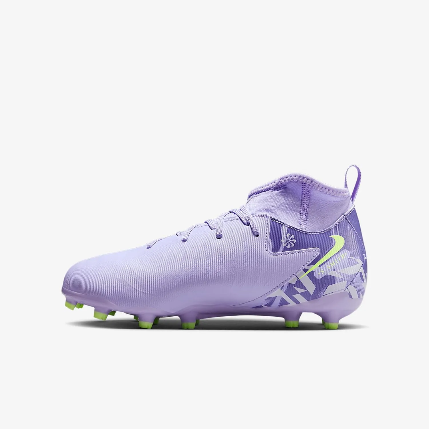 Nike United Jr. Phantom Luna 2 Academy Big Kids' FG High-Top Soccer Cleats (HF1582-500, Purple Agate/Barely Volt)