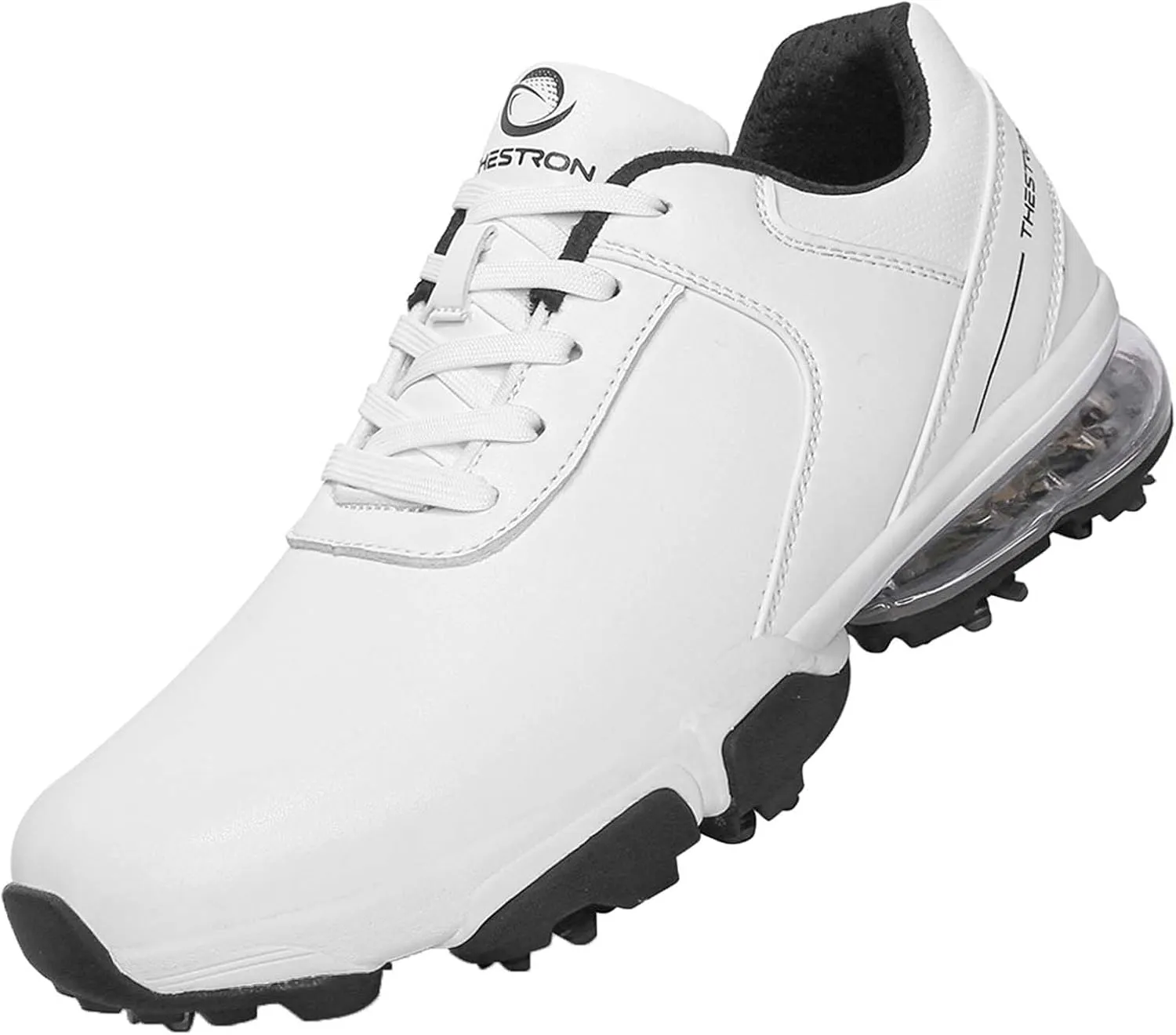 ONAIC Golf Shoes Men with Spikes Leather Golf Shoes Waterproof for Outdoor Trainers Golfing