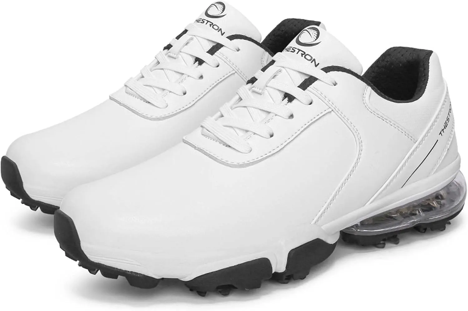 ONAIC Golf Shoes Men with Spikes Leather Golf Shoes Waterproof for Outdoor Trainers Golfing