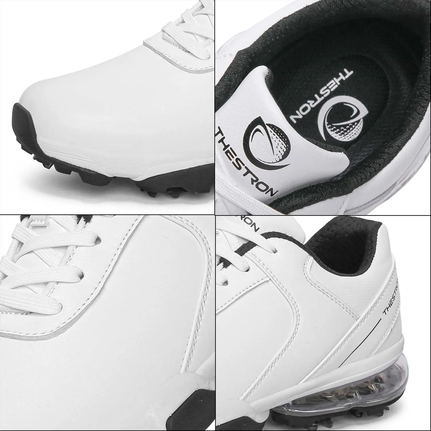 ONAIC Golf Shoes Men with Spikes Leather Golf Shoes Waterproof for Outdoor Trainers Golfing