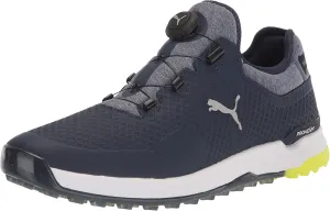 PUMA Men's Proadapt Alphacat Disc Golf Shoe, Peacoat Silver-Safety Yellow, 11.5