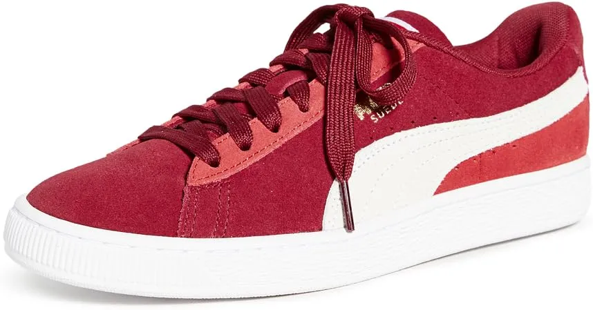 PUMA Unisex-Adult Suede Classic Sneaker, Rhubarb White-High Risk Red, 8 M US