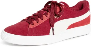 PUMA Unisex-Adult Suede Classic Sneaker, Rhubarb White-High Risk Red, 8 M US