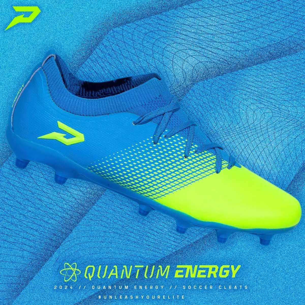 Quantum Energy: Soccer Cleats - Columbia Blue & Slime