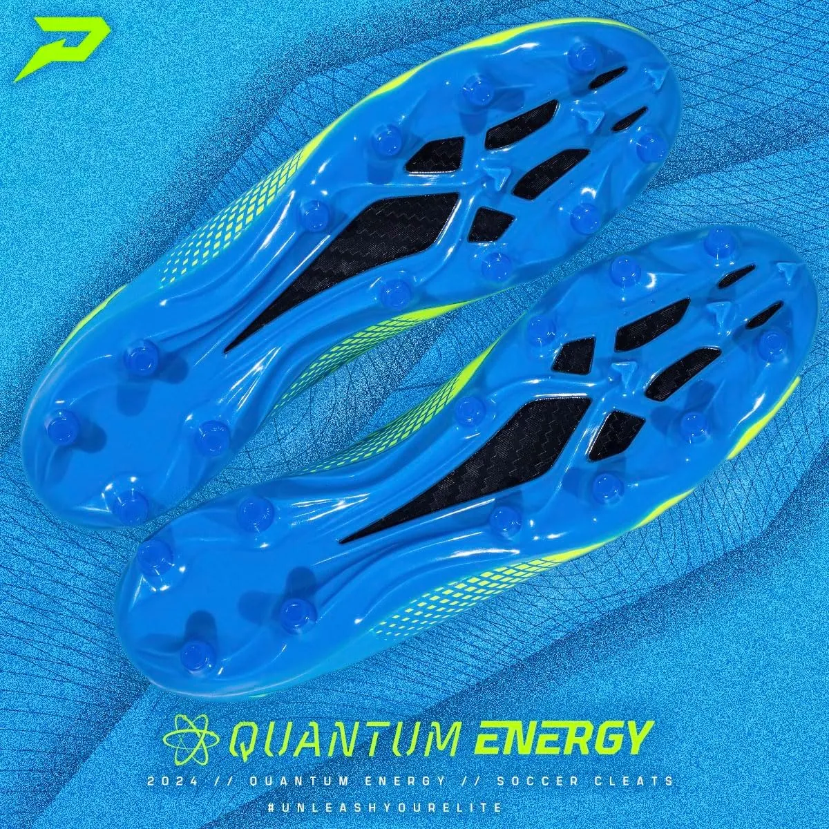 Quantum Energy: Soccer Cleats - Columbia Blue & Slime