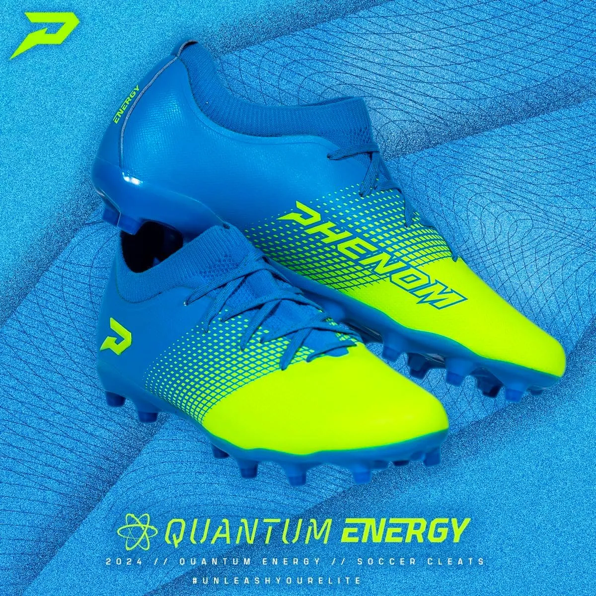 Quantum Energy: Soccer Cleats - Columbia Blue & Slime