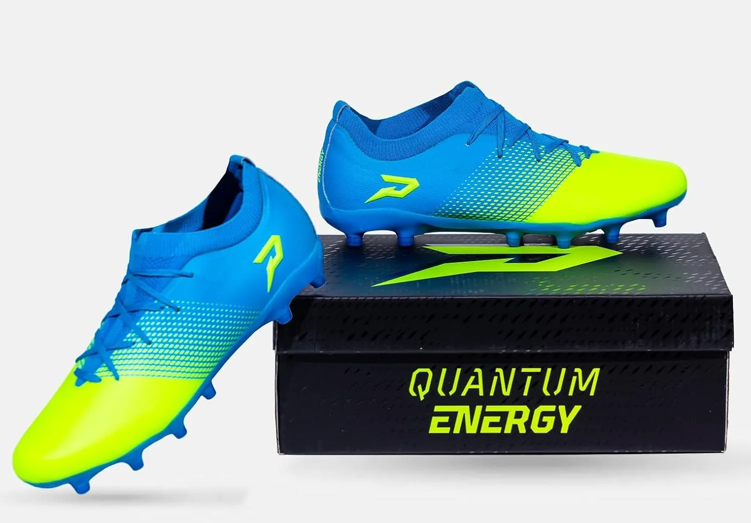 Quantum Energy: Soccer Cleats - Columbia Blue & Slime
