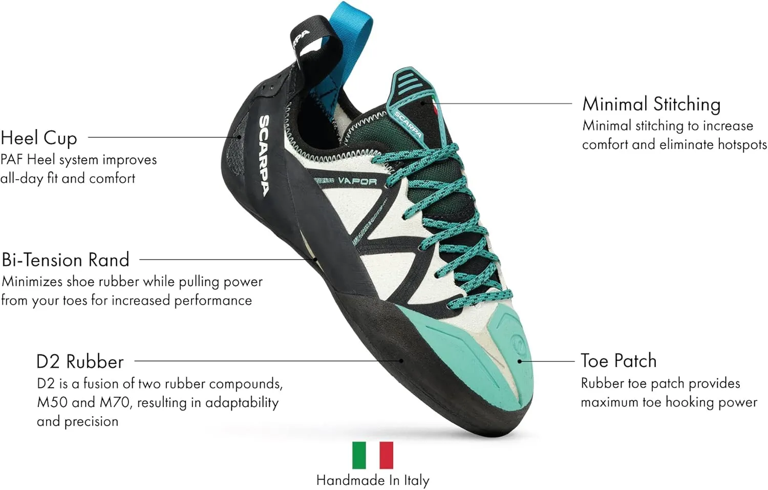 SCARPA Women's Vapor Lace Rock Climbing Shoes for Sport Climbing and Bouldering - Low-Volume, Women's Specific Fit