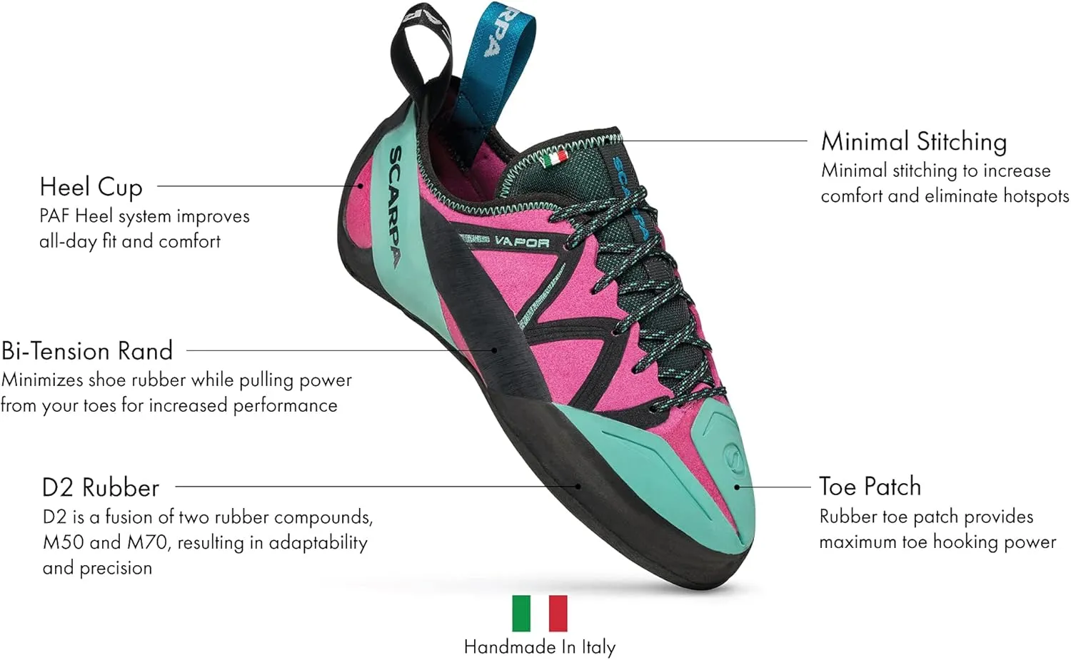 SCARPA Women's Vapor Lace Rock Climbing Shoes for Sport Climbing and Bouldering - Low-Volume, Women's Specific Fit
