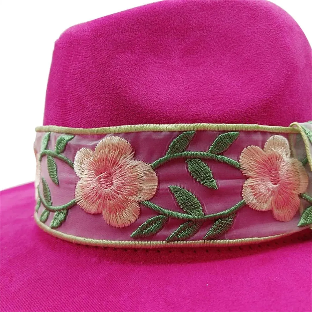 Women's Decal Suede Hat Wide Brim Fedora Hat Men's Autumn Winter Jazz Hat Classic Suede Fedoras Sombrero