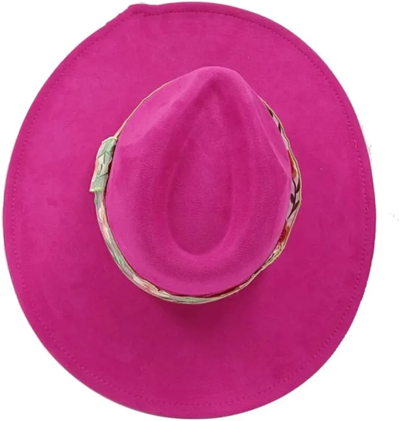 Women's Decal Suede Hat Wide Brim Fedora Hat Men's Autumn Winter Jazz Hat Classic Suede Fedoras Sombrero