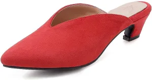 Yawors Womens LC307 Casual Solid Comfort Imitated Suede Low Flare Slides